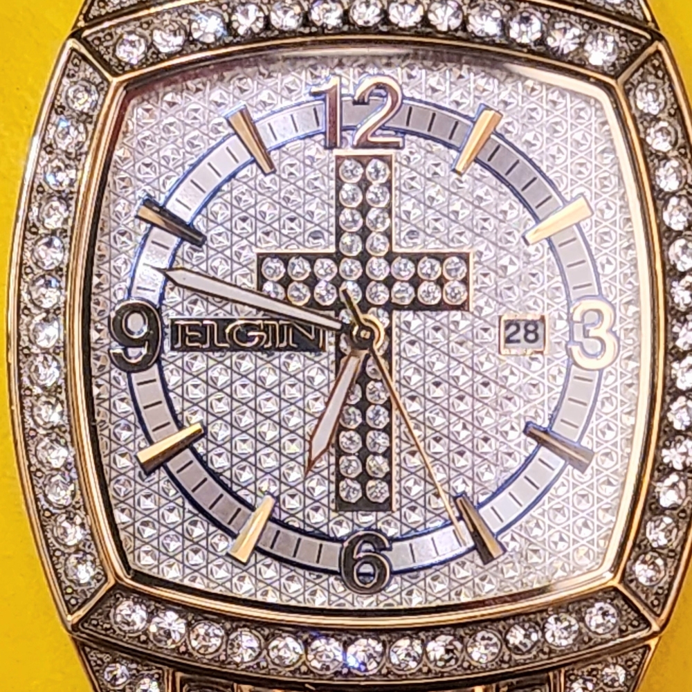 Elgin Men's Gold-Tone Cross Dress Watch